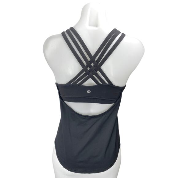 Lululemon Black Sleeveless Built In Sports Bra Yoga Athletic Tank Top Size 2 - Picture 2 of 3